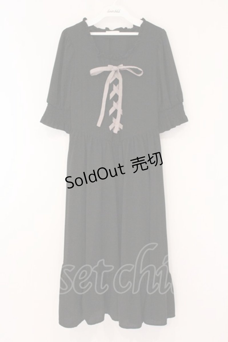 画像1: m petit by misako / AMレースアップワンピース M クロ O-26-05-26-030-LO-OP-OW-OS (1)