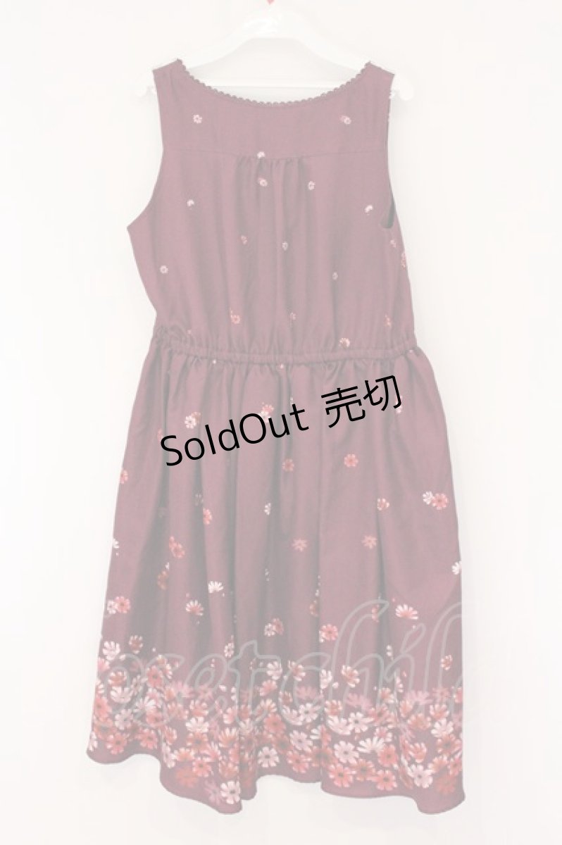 画像4: axes femme / コスモス柄ワンピース M ワイン O-26-05-26-033-AX-OP-OW-OS (4)