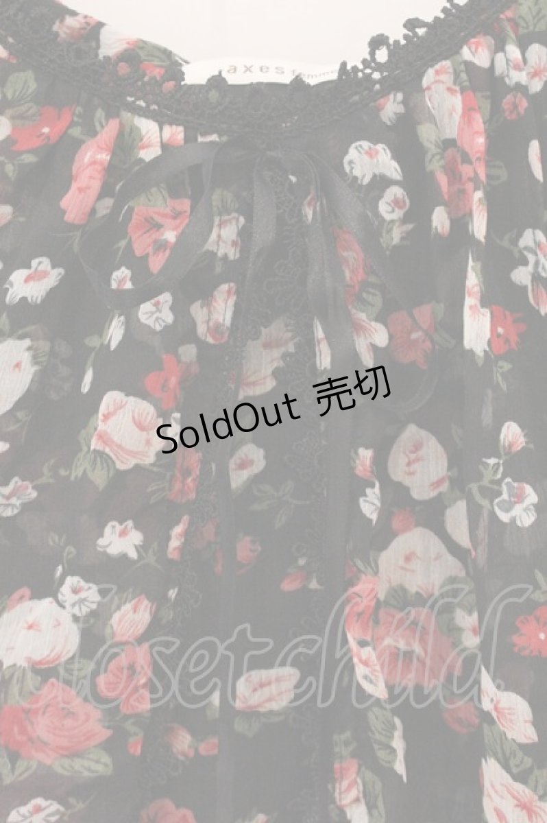 画像2: axes femme / 花柄ベビードール風チュニック M クロ O-26-05-26-040-AX-TO-OW-OS (2)