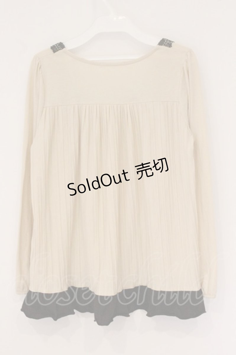 画像3: axes femme / 薔薇モチーフ使いプリーツプルオーバー M キナリ×ブラウン O-26-05-26-059-AX-TO-OW-OS (3)