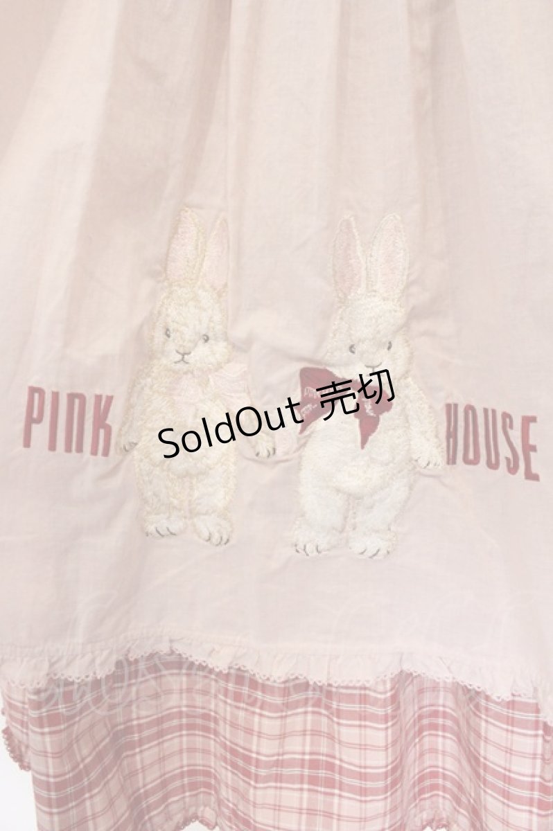 画像3: PINK HOUSE / バラ園うさぎエプロン付きオリジナルチェックチュニック  アカ O-26-05-26-001-LO-TO-OW-OS (3)