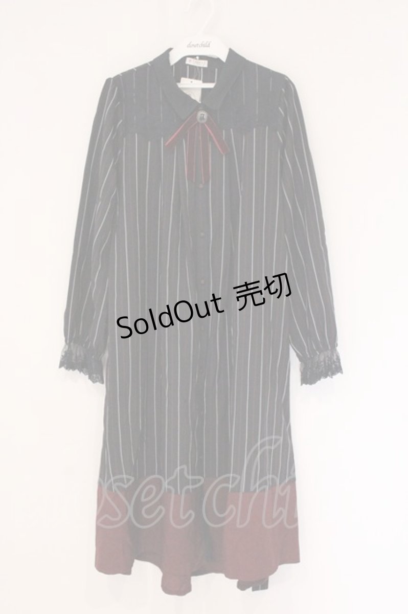 画像1: axes femme / ブローチ付バイカラーワンピース M ワイン×ネイビー O-26-05-26-105-AX-OP-IG-OS (1)