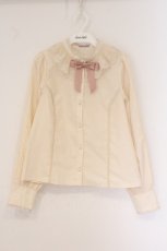 画像1: axes femme kawaii / チュールレース衿ブラウス M キナリ O-26-05-26-119-AX-BL-OW-OS (1)