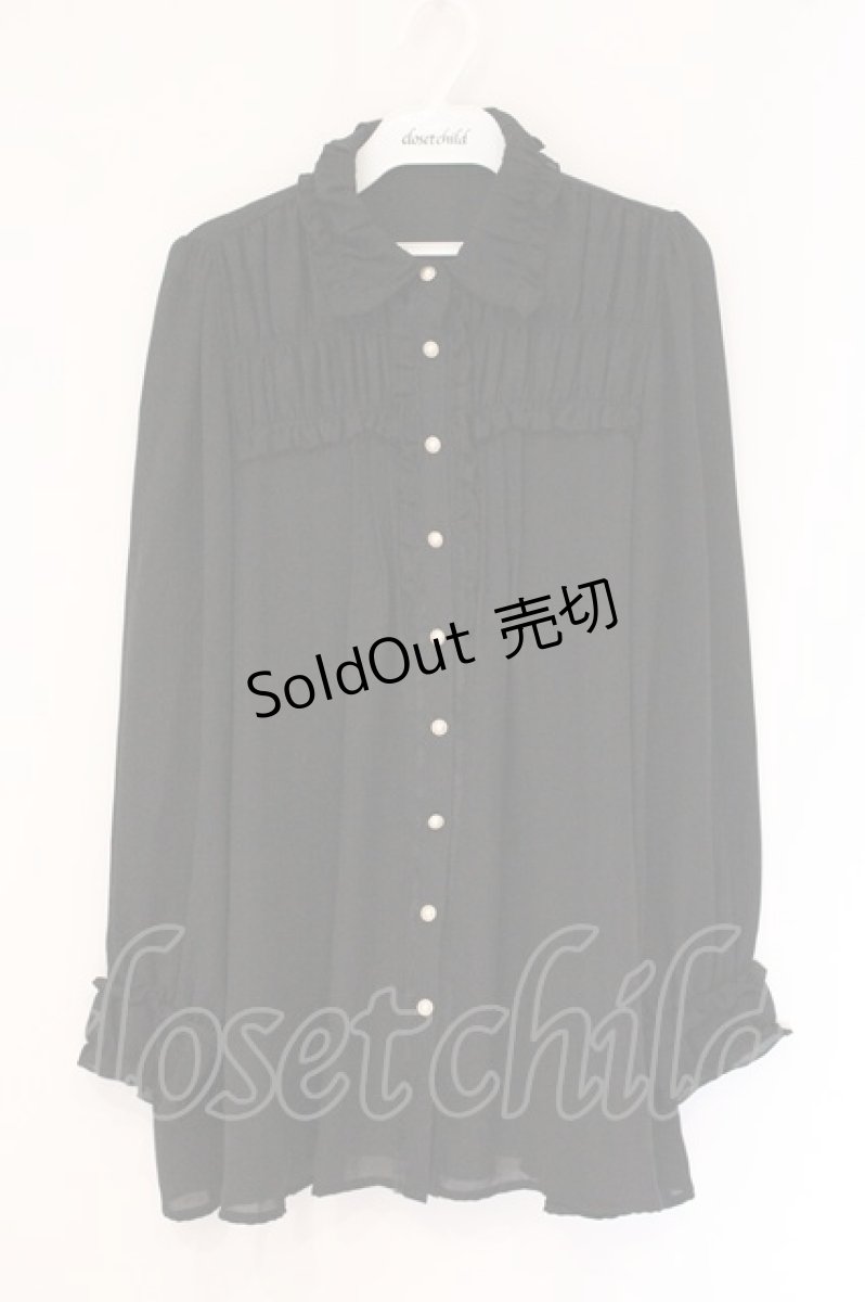 画像1: axes femme POETIQUE / ギャザー使いブラウス M クロ O-26-05-26-123-AX-BL-OW-OS (1)