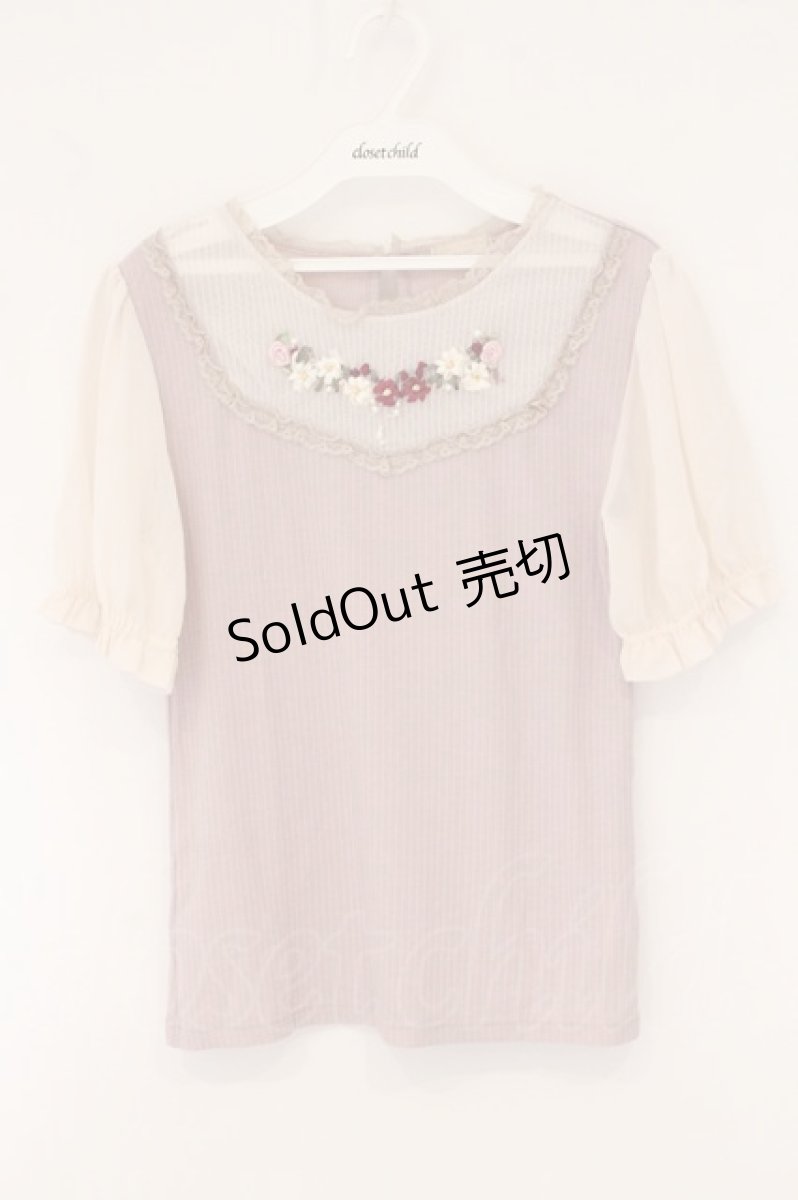 画像1: axes femme POETIQUE / ブーケリボン刺繍リブプルオーバー M ピンク O-26-05-28-037-AX-TO-OW-OS (1)