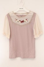 画像1: axes femme POETIQUE / ブーケリボン刺繍リブプルオーバー M ピンク O-26-05-28-037-AX-TO-OW-OS (1)