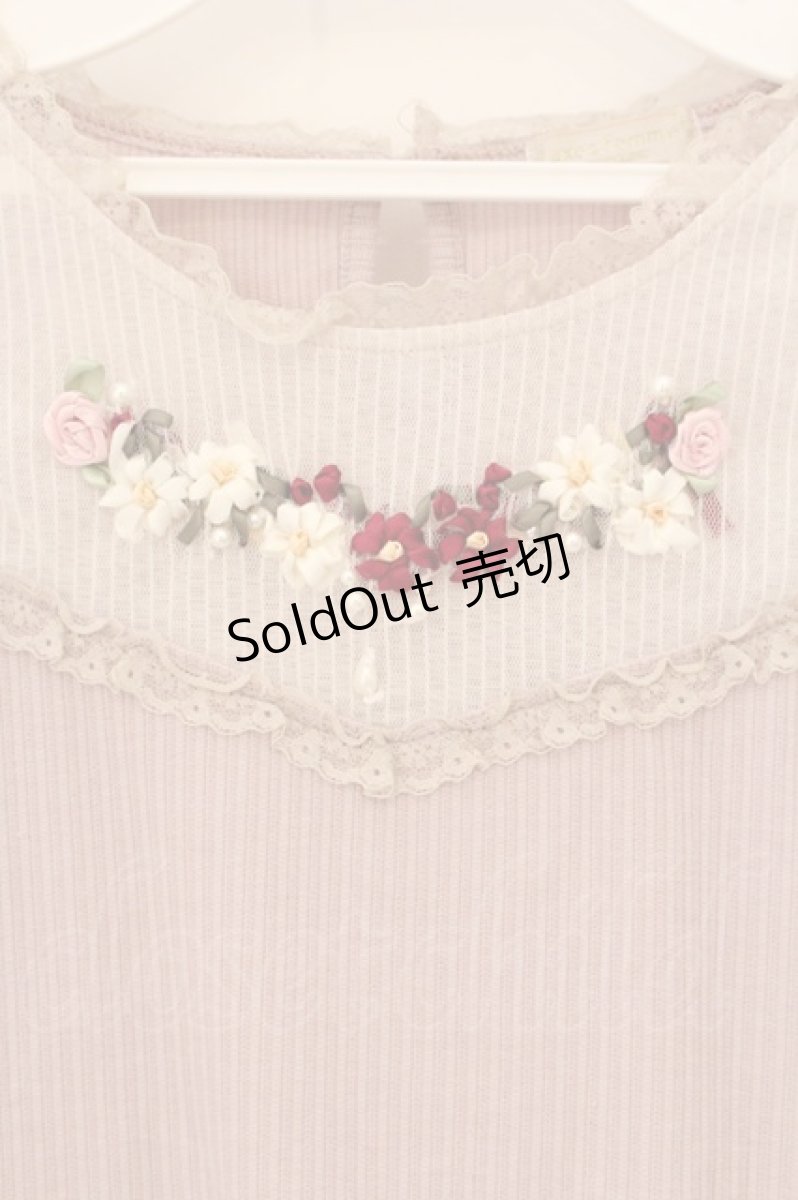 画像2: axes femme POETIQUE / ブーケリボン刺繍リブプルオーバー M ピンク O-26-05-28-037-AX-TO-OW-OS (2)
