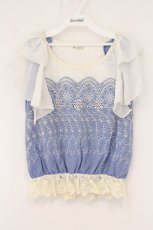 画像1: axes femme / カットワークレースプルオーバー M ブルー O-26-05-28-042-AX-TO-OW-OS (1)