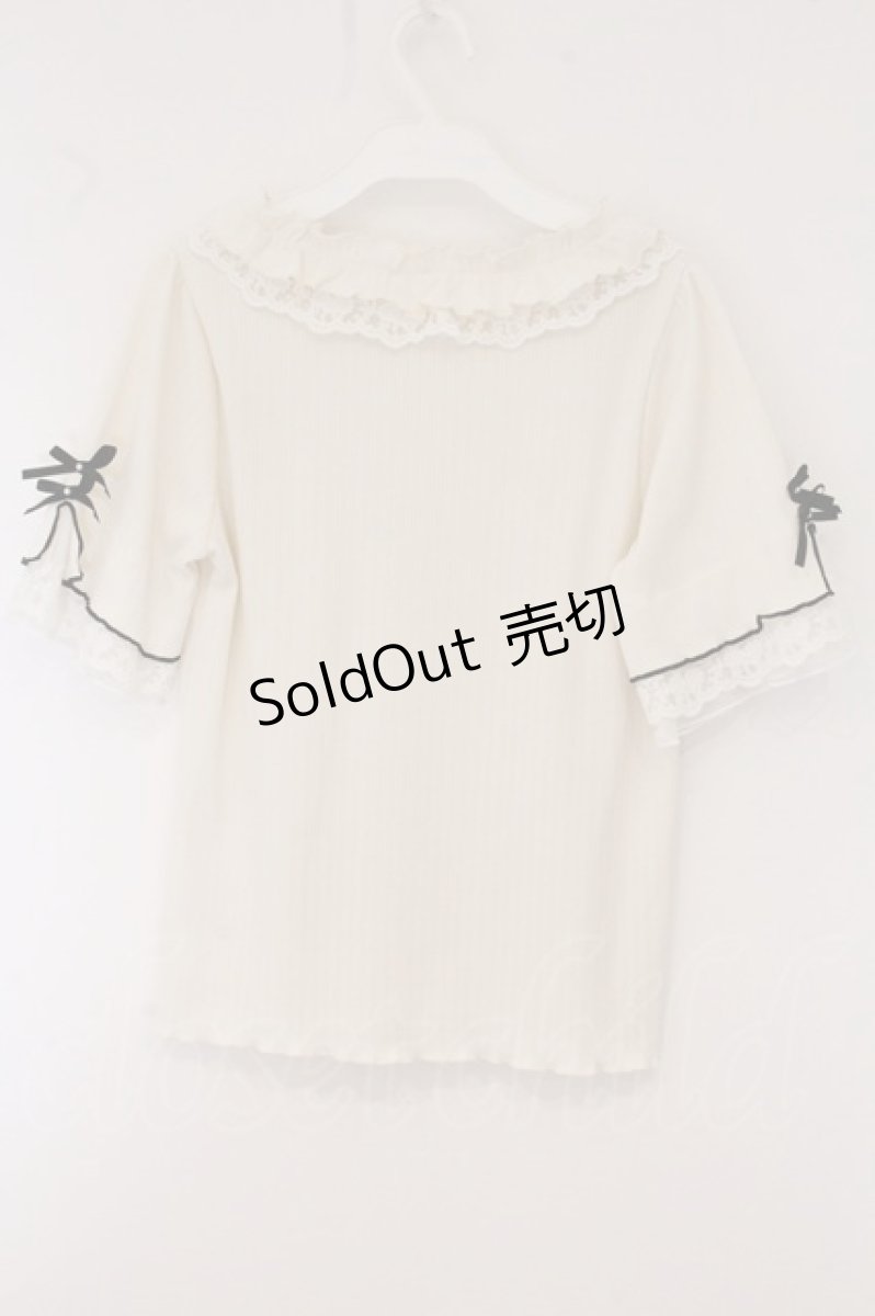 画像3: axes femme / リボン×レース×フリルプルオーバー F キナリ O-26-05-28-049-AX-TO-OW-OS (3)