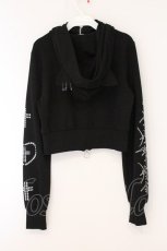 画像4: 柘枝引 TricuspidC / 猫耳クロスジップオフショルゴシックショートパーカー  ブラック O-26-05-28-005-PU-TO-OW-OS (4)