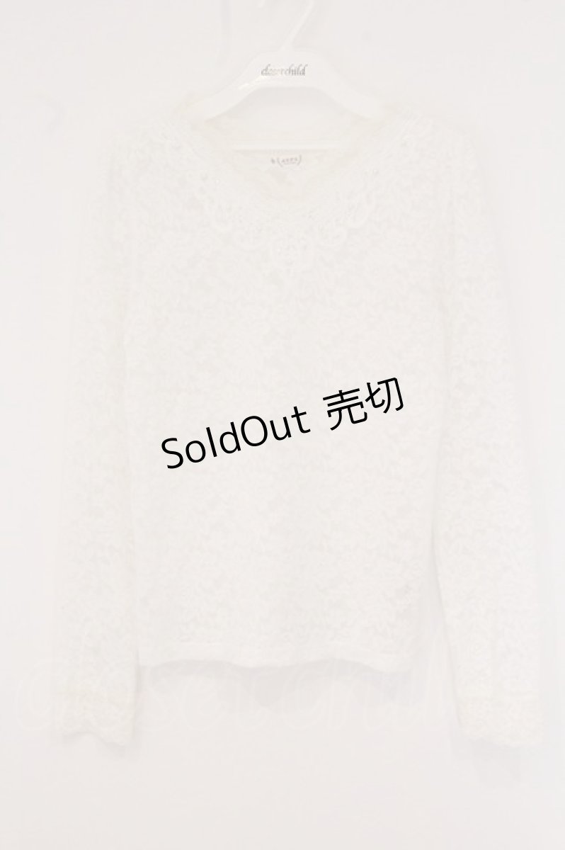 画像1: axes femme / パール&ラインストーン総レーストップス M シロ O-26-05-28-057-AX-TO-OW-OS (1)