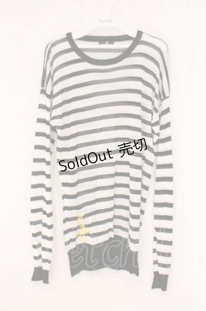 画像1: NieR Clothing / ボーダー薄手ニット F ブラックｘホワイト O-26-05-28-062-PU-TO-YM-ZI (1)