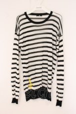 画像1: NieR Clothing / ボーダー薄手ニット F ブラックｘホワイト O-26-05-28-062-PU-TO-YM-OS (1)