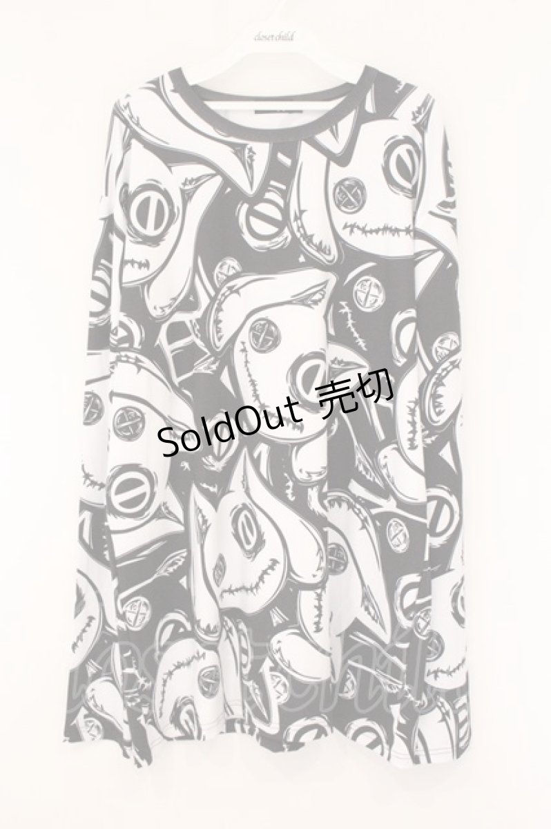 画像1: NieR Clothing / 総柄スムースカットソー F ブラックｘホワイト O-26-05-28-063-PU-TO-YM-ZI (1)