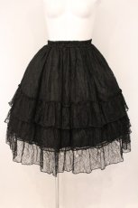 画像1: ATELIER PIERROT / Ruffle Chiffon Skirt-Lace-  ブラック O-26-05-28-068-EL-SK-IG-OS (1)