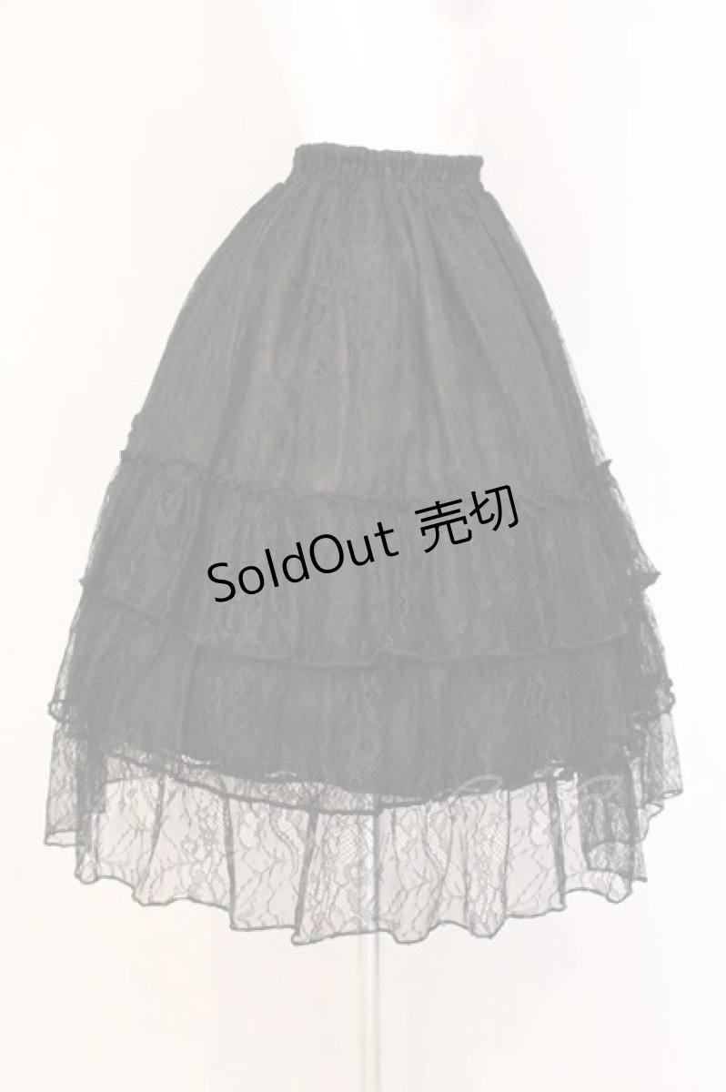 画像3: ATELIER PIERROT / Ruffle Chiffon Skirt-Lace-  ブラック O-26-05-28-068-EL-SK-IG-OS (3)