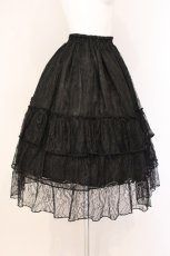 画像3: ATELIER PIERROT / Ruffle Chiffon Skirt-Lace-  ブラック O-26-05-28-068-EL-SK-IG-OS (3)