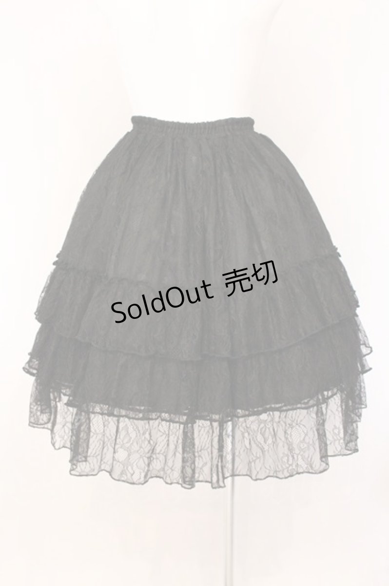 画像4: ATELIER PIERROT / Ruffle Chiffon Skirt-Lace-  ブラック O-26-05-28-068-EL-SK-IG-OS (4)