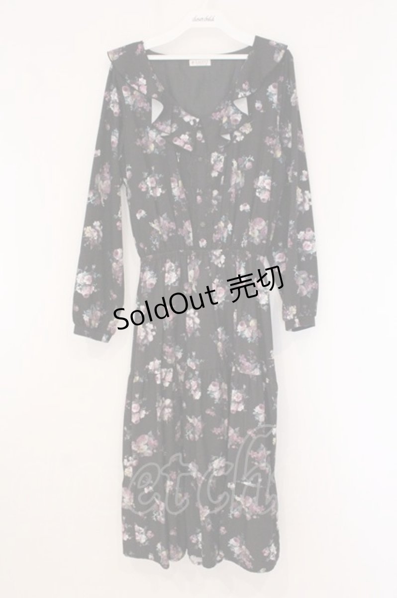 画像1: axes femme / 花柄ロングワンピース M クロ O-26-05-28-007-AX-OP-OW-ZT062 (1)