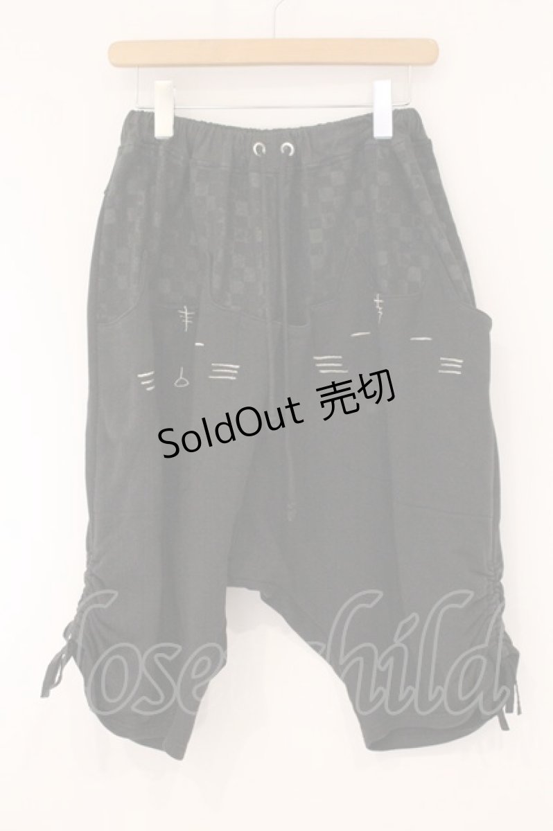 画像1: Sixh / ネコフェイスサルエルハーフパンツ  ブラック O-26-05-28-083-HN-PA-IG-OS (1)