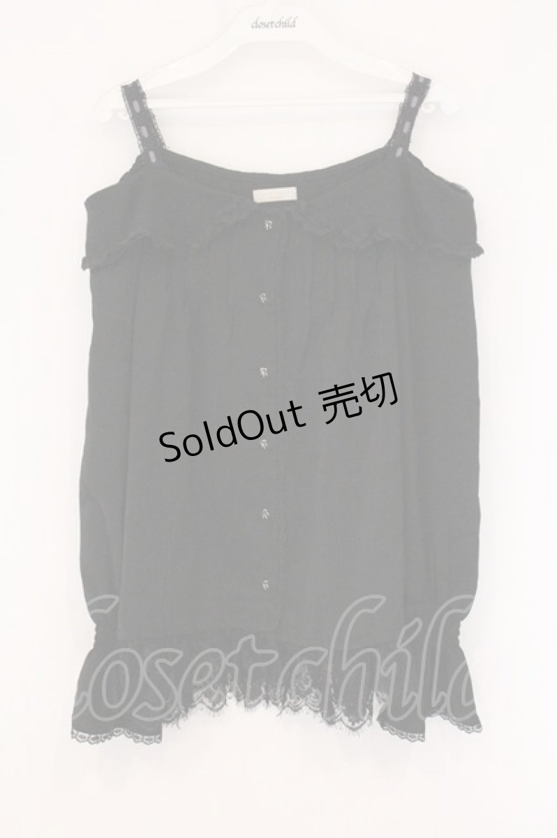 画像1: axes femme POETIQUE / ドットチュール使いオフショルブラウス M クロ O-26-05-28-010-AX-BL-OW-OS (1)