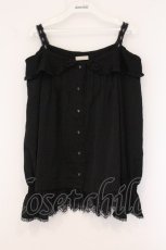 画像1: axes femme POETIQUE / ドットチュール使いオフショルブラウス M クロ O-26-05-28-010-AX-BL-OW-OS (1)