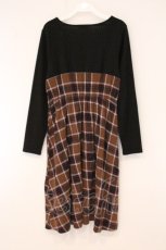 画像3: axes femme / レース×チェック切替ワンピース  ブラウン×クロ O-26-05-28-093-AX-OP-IG-OS (3)