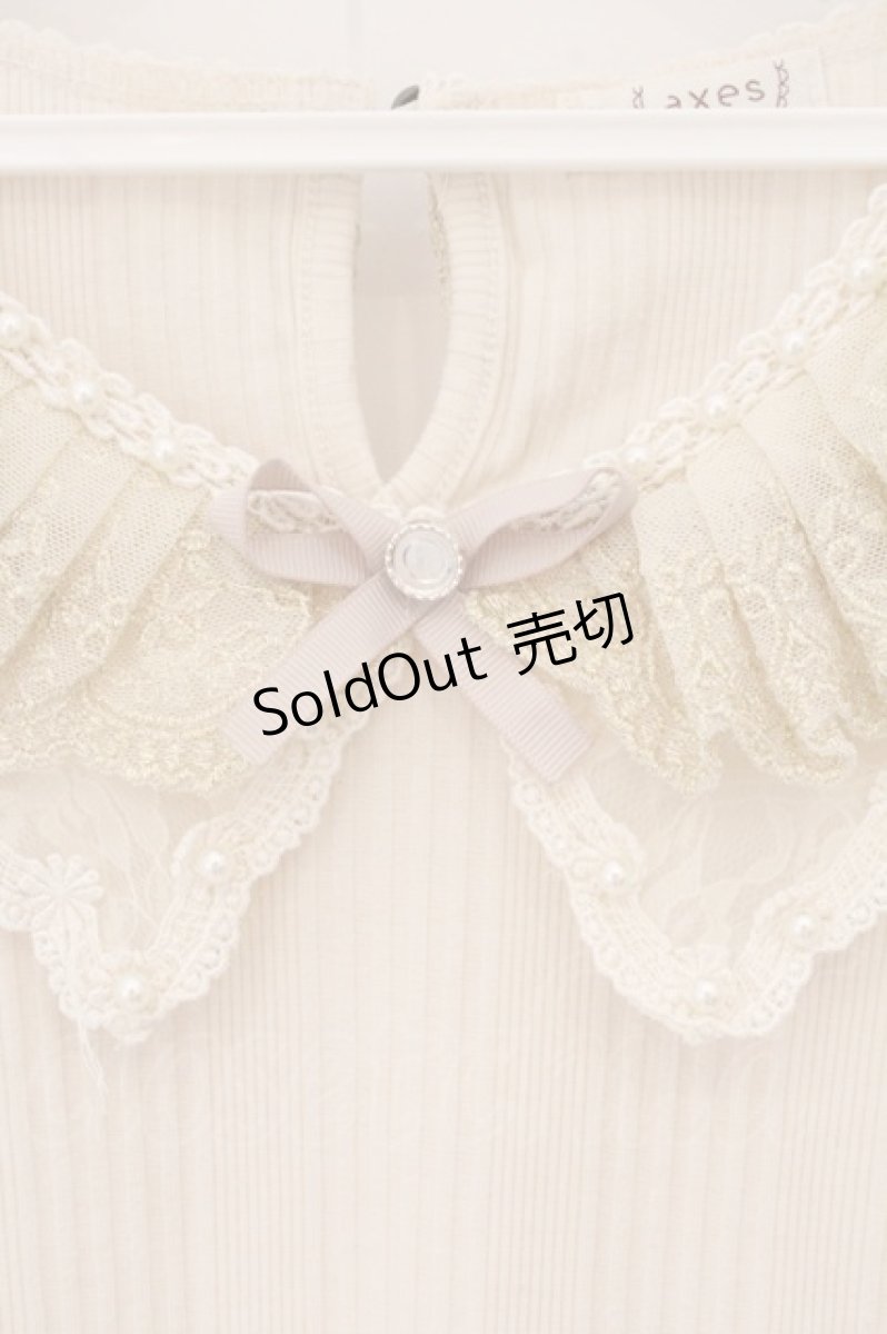 画像2: axes femme / レースカラーテレコカットソー M キナリ O-26-05-28-013-AX-TO-OW-OS (2)