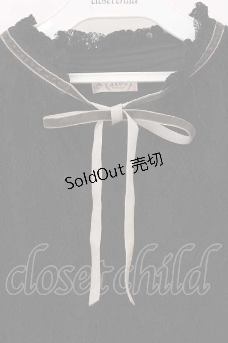 画像2: axes femme / 総レーストップス M クロ O-26-05-28-015-AX-TO-OW-OS (2)