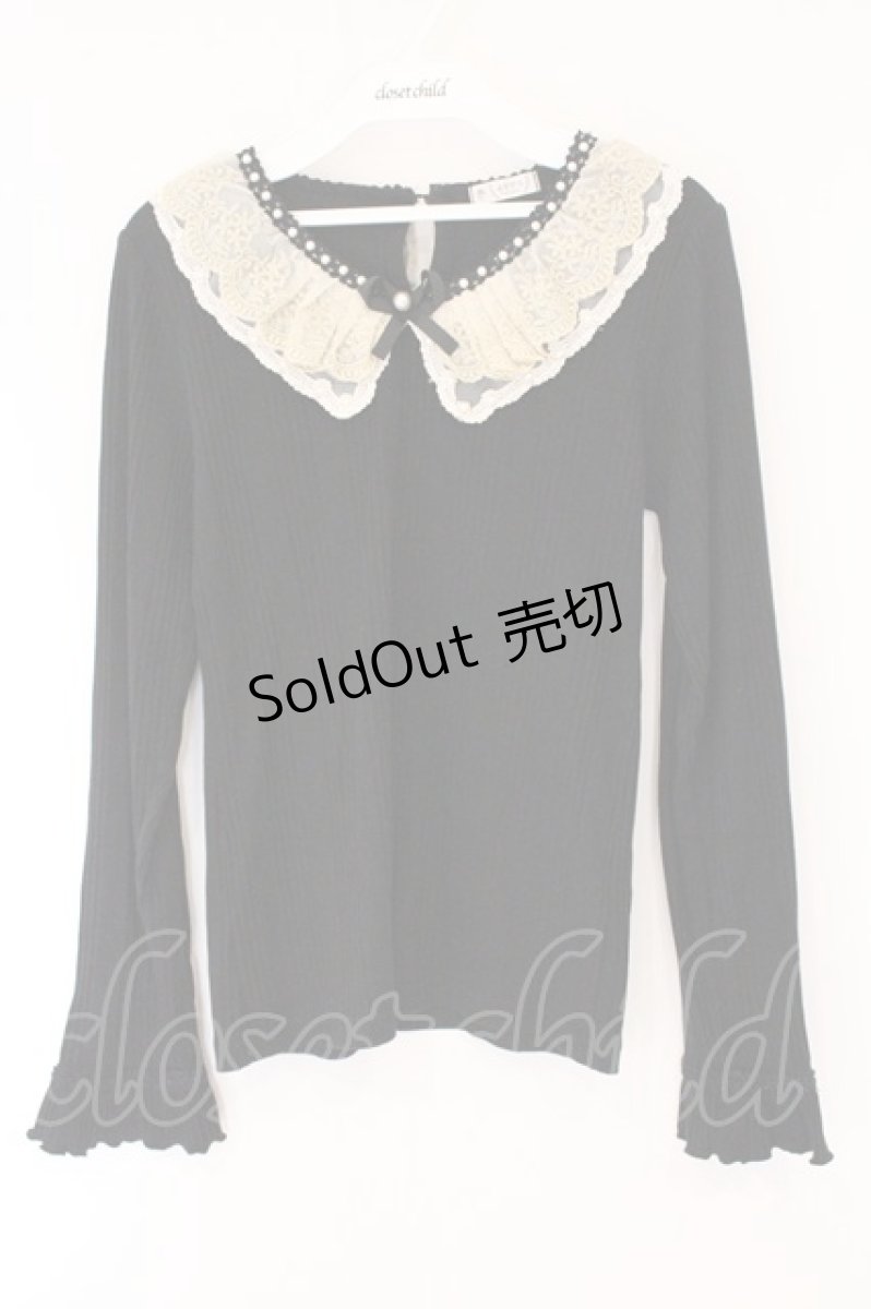 画像1: axes femme / レースカラーテレコカットソー M クロ O-26-05-28-020-AX-TO-OW-OS (1)