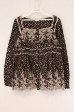 画像1: PINK HOUSE / 小花柄刺繍入りローンチュニック  クロ O-26-05-30-034-LO-TO-IG-OS (1)