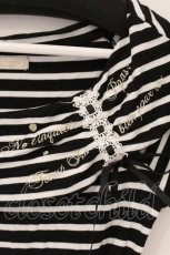画像2: axes femme POETIQUE / 刺繍襟ボーダートップス M クロｘシロ O-26-05-30-054-AX-TO-YM-OS (2)