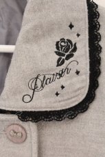画像2: axes femme / 襟ローズ刺繍コート M グレー O-26-05-30-058-AX-CO-YM-OS (2)