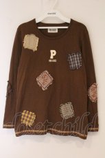 画像1: PINK HOUSE / 刺繍パッチワーク&ロゴpt長袖Tシャツ  ブラウン O-26-05-30-080-LO-TS-IG-OS (1)