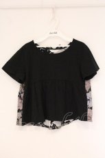 画像1: PINK HOUSE / リボン柄半袖トップス  クロ O-26-05-30-013-LO-TO-IG-OS (1)