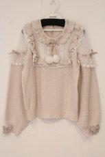 画像1: LIZ LISA / ポンポンリボンレースヨークニットトップス 0 ピンク O-26-06-01-028-LO-TO-OW-OS (1)