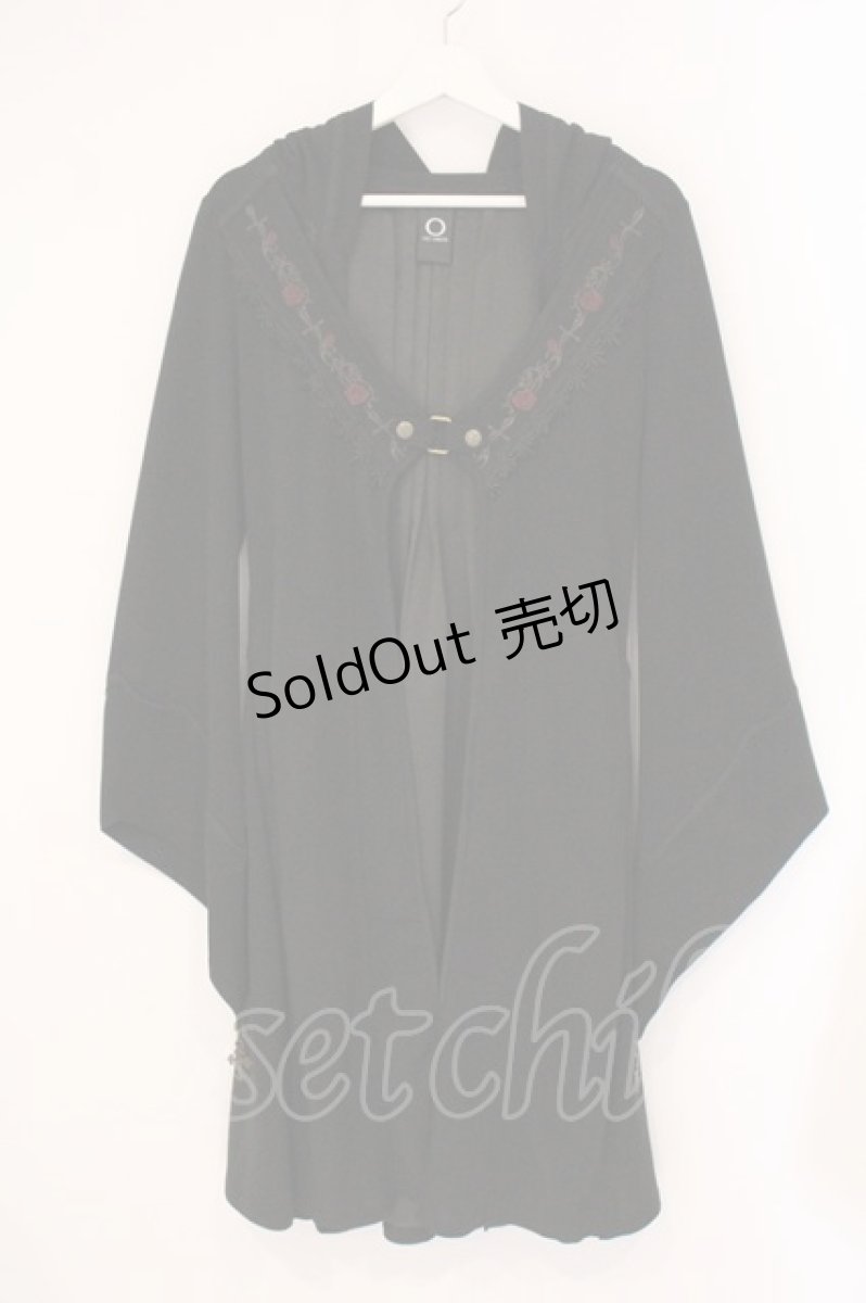 画像1: Ozz oneste / ローズクロス刺繍ボレロ重ね風デザインロングフードカーディガン  ブラック O-26-06-01-004-OO-TO-IG-OS (1)