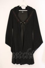 画像1: Ozz oneste / ローズクロス刺繍ボレロ重ね風デザインロングフードカーディガン  ブラック O-26-06-01-004-OO-TO-IG-OS (1)