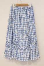 画像4: Nile Perch / フロッキープリントスカート  ギンガムブルー O-26-06-01-063-LO-SK-IG-OS (4)