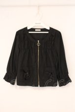 画像1: axes femme / ギャザー使いZIPカーディガン M クロ O-26-06-01-012-AX-TO-OW-OS (1)