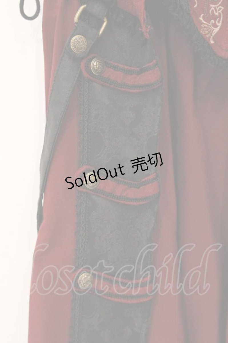 画像3: Ozz oneste / クロス刺繍ナポレオン風ジャンパースカート  ワイン O-26-06-01-002-OO-SK-IG-OS (3)