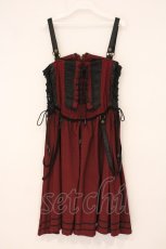 画像4: Ozz oneste / クロス刺繍ナポレオン風ジャンパースカート  ワイン O-26-06-01-002-OO-SK-IG-OS (4)