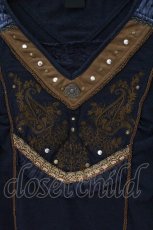 画像2: Ozz oneste / 刺繍入り異素材ニット  ネイビー O-26-06-02-061-OO-TO-IG-OS (2)