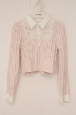 画像1: evelyn / バイカラーシャツドッキングニット  ピンク×シロ O-26-06-02-072-LO-TO-IG-OS (1)