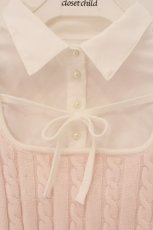 画像2: evelyn / バイカラーシャツドッキングニット  ピンク×シロ O-26-06-02-072-LO-TO-IG-OS (2)