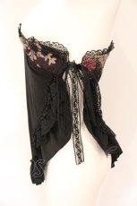 画像2: Qutie Frash / ワンショルダー和柄着物袖トップス  ブラック×ちりめんパープル O-26-06-02-085-QU-TO-IG-OS (2)