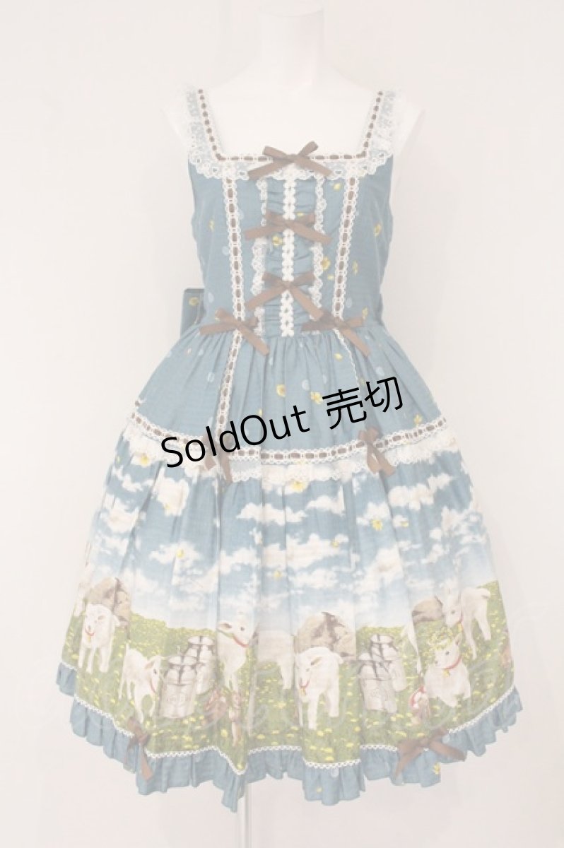画像1: metamorphose / Dreamy Little Farm はしごレースフリルジャンパースカート  グリーン系 O-26-06-02-096-ME-OP-IG-OS (1)