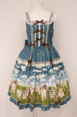 画像1: metamorphose / Dreamy Little Farm はしごレースフリルジャンパースカート  グリーン系 O-26-06-02-096-ME-OP-IG-OS (1)