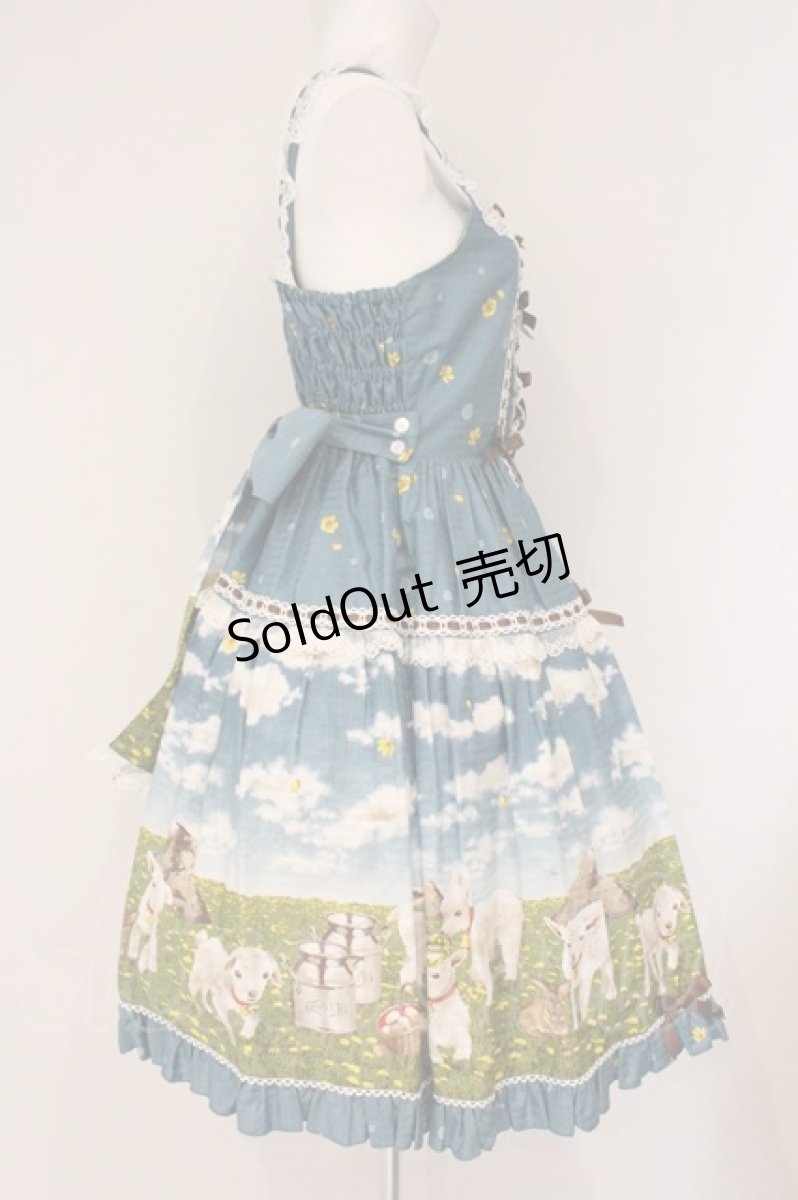 画像4: metamorphose / Dreamy Little Farm はしごレースフリルジャンパースカート  グリーン系 O-26-06-02-096-ME-OP-IG-OS (4)