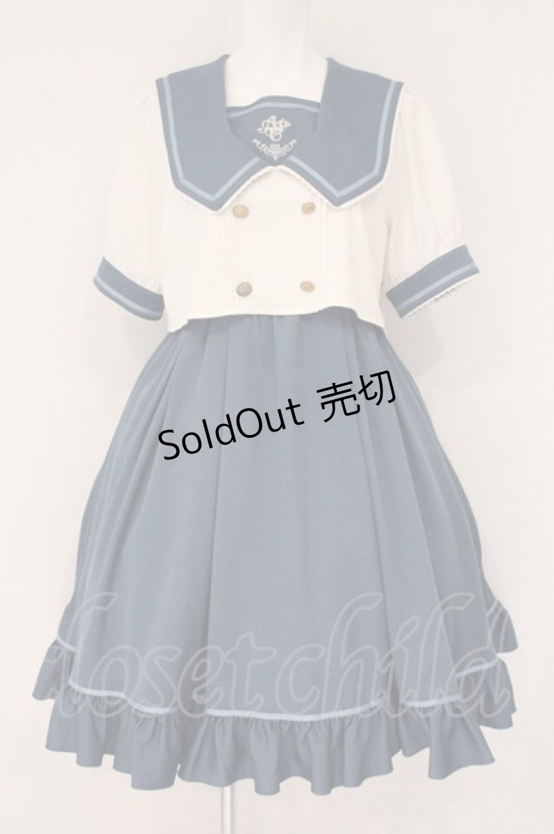 画像1: Amavel / Fancy Heart セットアップセーラーワンピース  ブルー×シロ O-26-06-02-099-CA-OP-IG-OS (1)